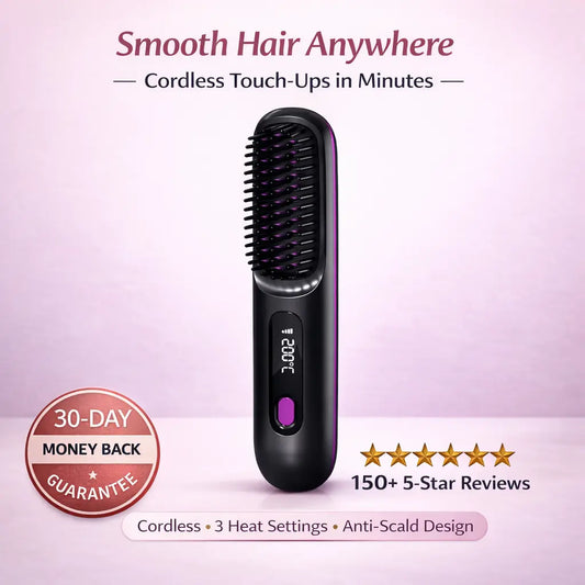Aura SmoothGo Pro — Cordless Hair Straightening Brush for Fast On-the-Go Touch-Ups Aura Beauty Devices