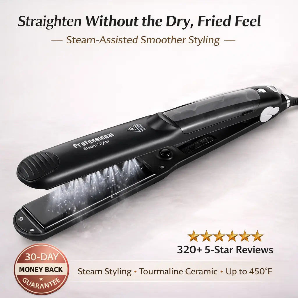 Aura SteamSilk Pro — Steam Hair Straightener for Smoother, Shinier, Less-Dry Styling Aura Beauty Devices