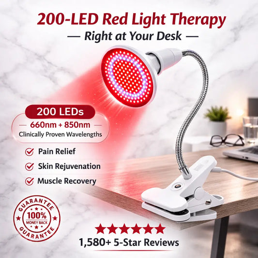 Aura RedGlow Desk — 200-LED Clip-On Red Light Therapy Lamp for Face & Body (660nm + 850nm) Aura Beauty Devices