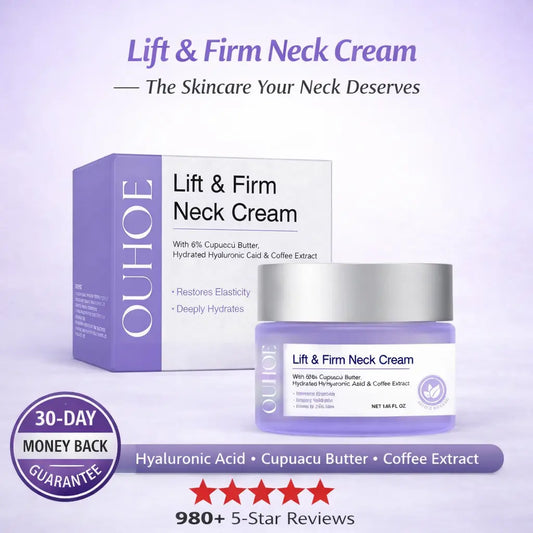 Aura Neck Renewal Cream — Lifting & Firming Neck Moisturizer with Hyaluronic Acid, Cupuaçu Butter & Coffee Extract (50g) - Aura Beauty Devices