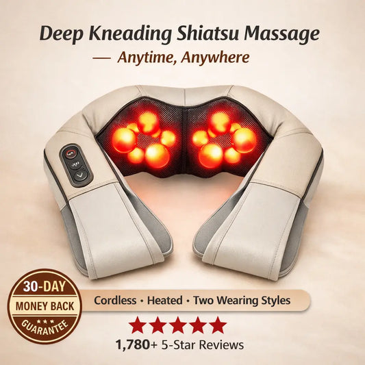 Aura ShoulderEase Pro — Cordless Shiatsu Neck & Shoulder Massager with Heat and Kneading Nodes Aura Beauty Devices
