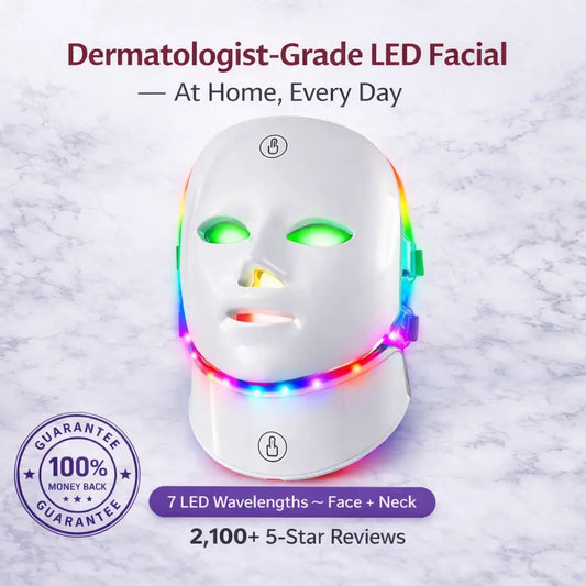 Aura GlowMask Pro — 7-Color LED Face & Neck Mask for Anti-Aging, Acne & Skin Rejuvenation Aura Beauty Devices