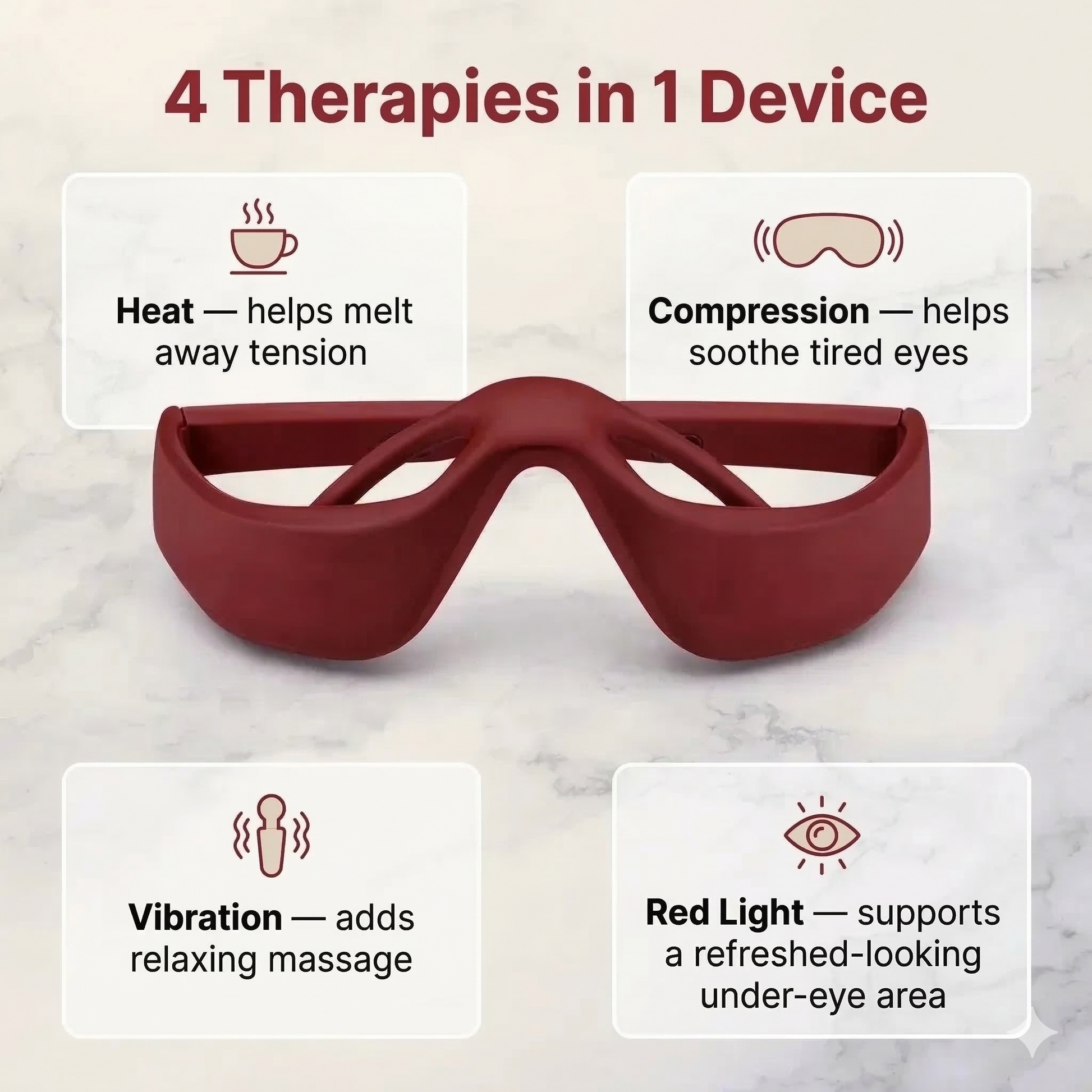 Aura EyeRelief Pro — Heated Eye Massager with Red Light Therapy & Vibration Aura Beauty Devices
