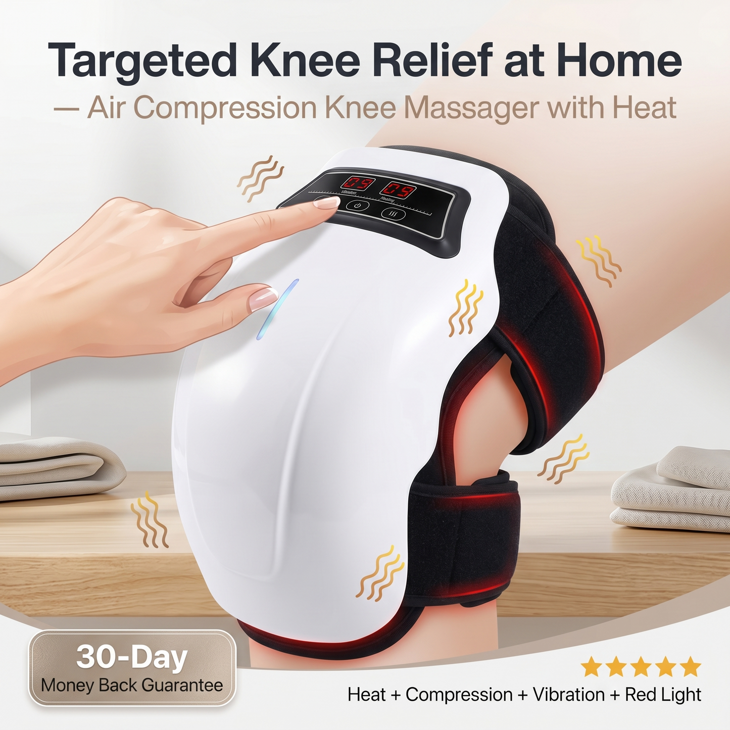Aura Air Compression Knee Massager with Heat - Targeted Knee Pain and Joint Relief