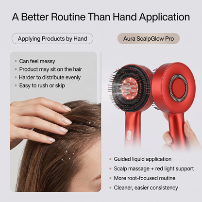 Aura Red Light Scalp Massage Comb - 630nm LED for Scalp Health and Hair Growth