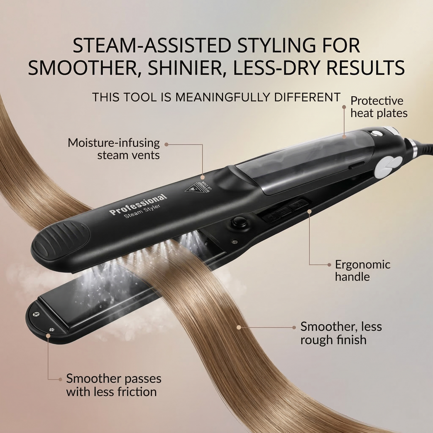 Aura SteamSilk Pro — Steam Hair Straightener for Smoother, Shinier, Less-Dry Styling Aura Beauty Devices