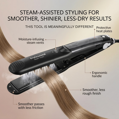 Aura SteamSilk Pro — Steam Hair Straightener for Smoother, Shinier, Less-Dry Styling Aura Beauty Devices