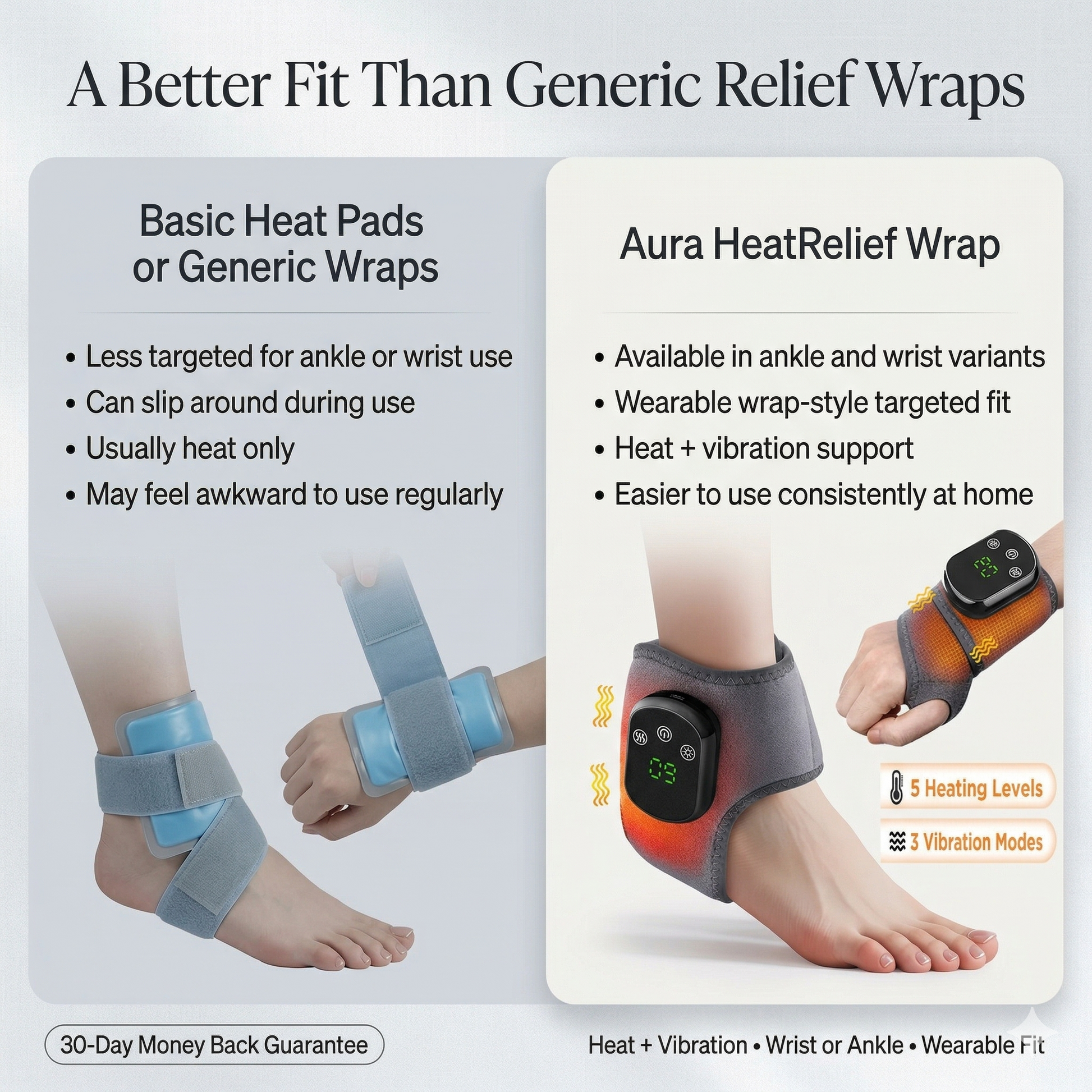 Aura HeatRelief Wrap Heated Ankle & Wrist Massager Aura Beauty Devices