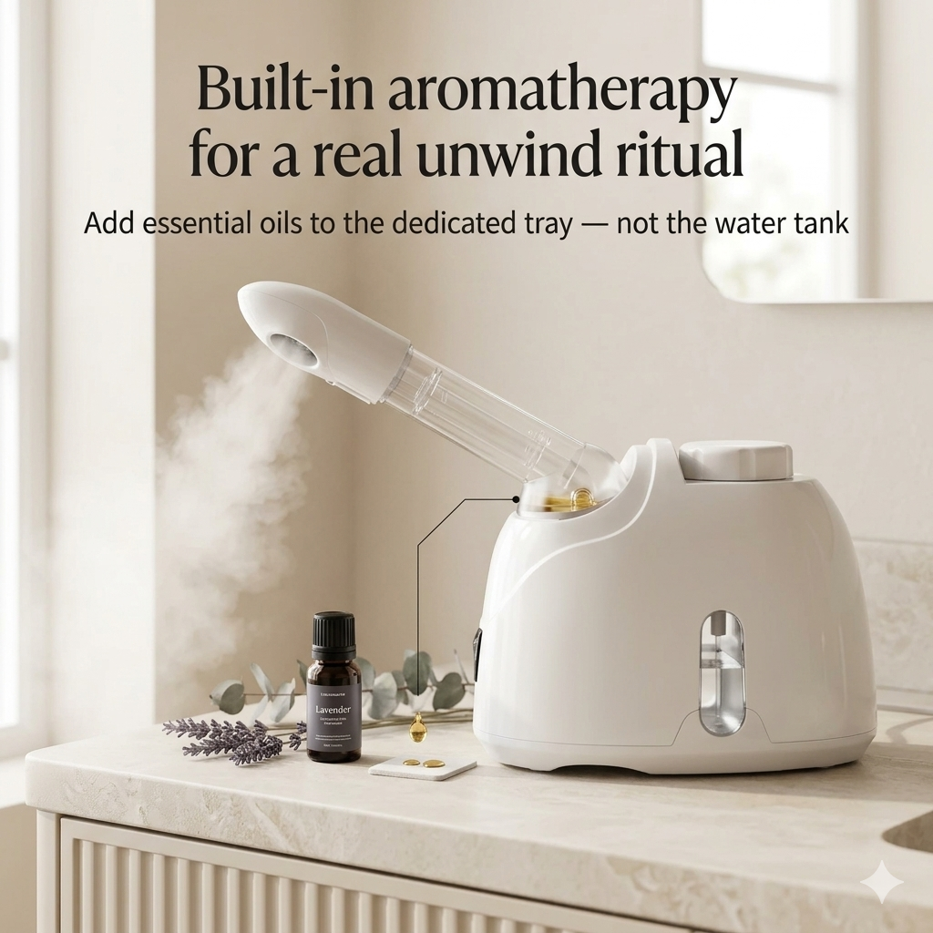 Aura MistGlow Pro — Warm Mist Facial Steamer with Aromatherapy & 360° Rotating Arm Aura Beauty Devices