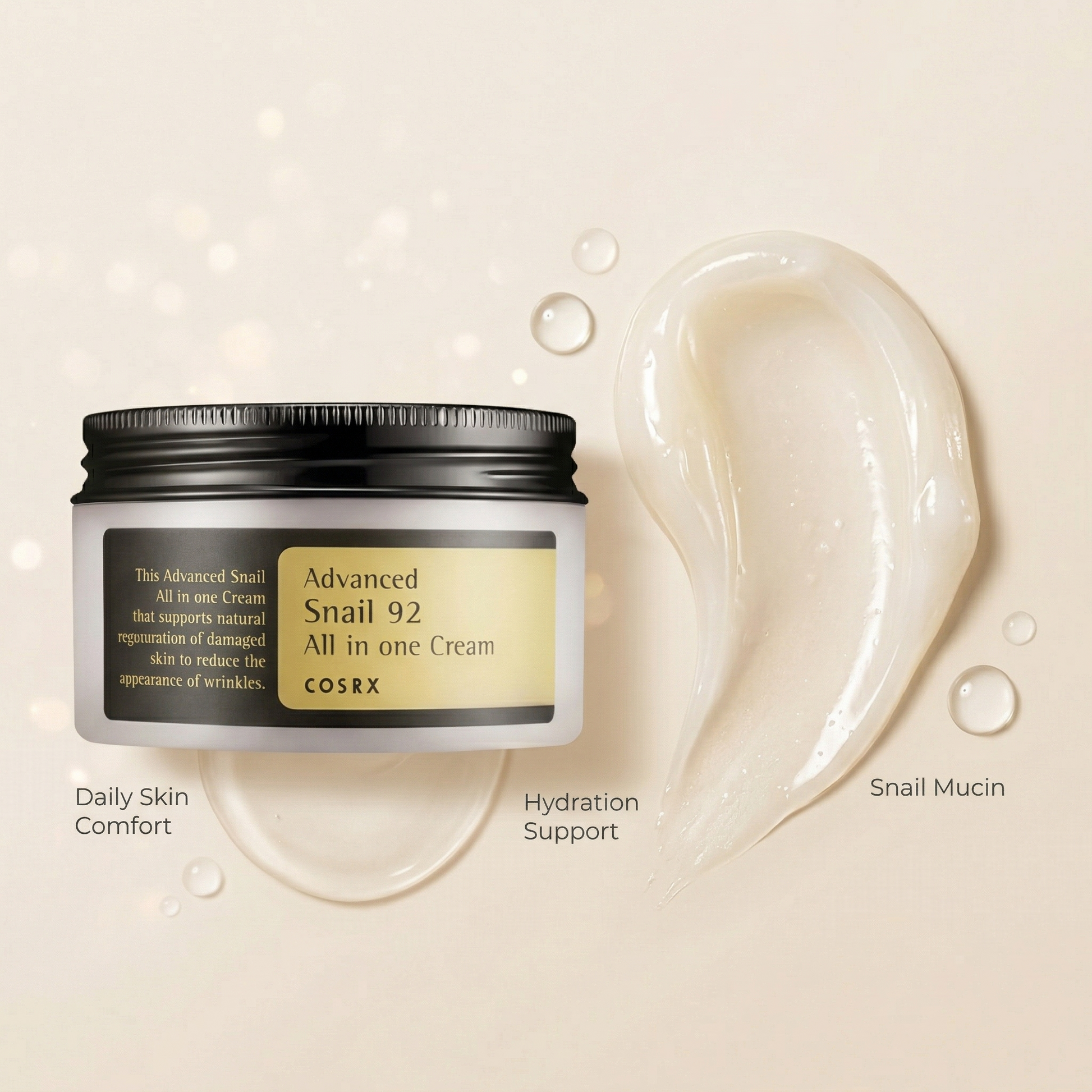 Aura Snail Mucin Cream Deep Hydration Moisturizer for Dry, Dull & Dehydrated Skin Aura Beauty Devices