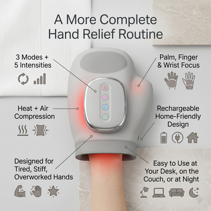 Aura Air Compression Hand Massager with Heat - Relief for Tired and Stiff Hands