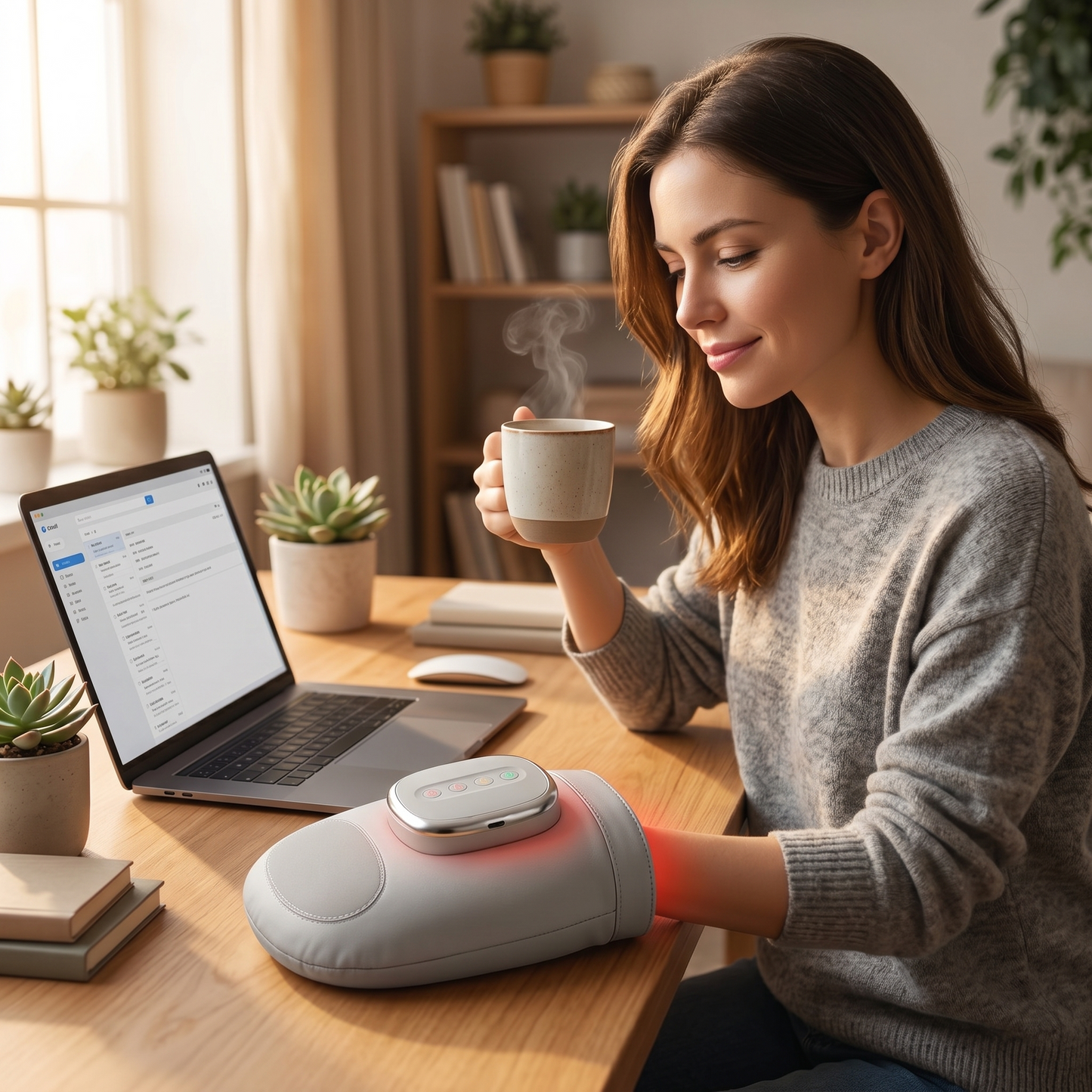 Aura Air Compression Hand Massager with Heat - Relief for Tired and Stiff Hands