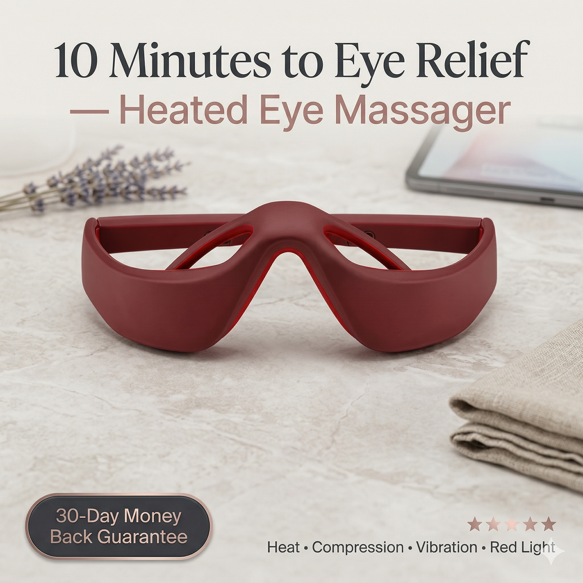 Aura EyeRelief Pro Red Light Heated Eye Massager Aura Beauty Devices