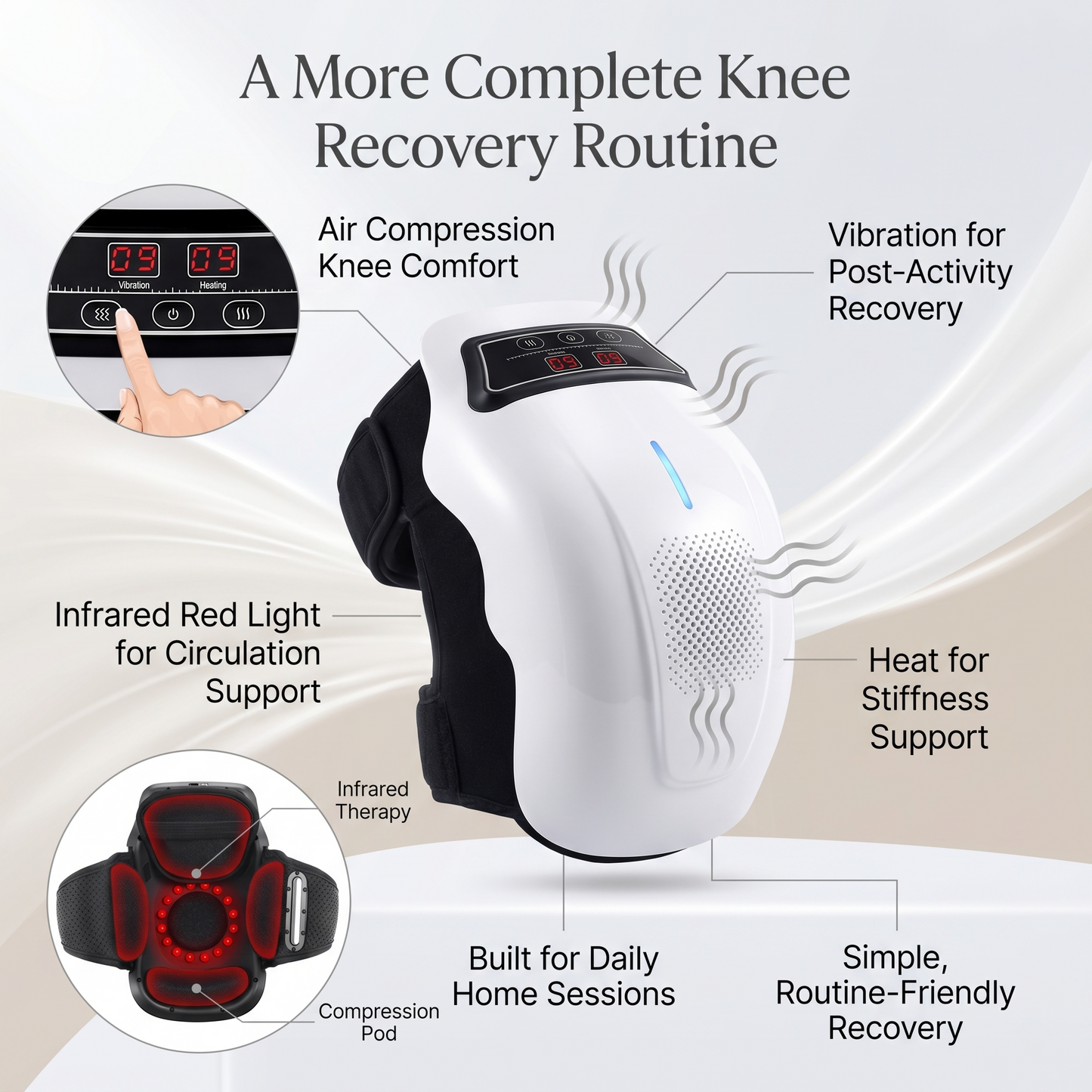 Aura Air Compression Knee Massager with Heat - Targeted Knee Pain and Joint Relief