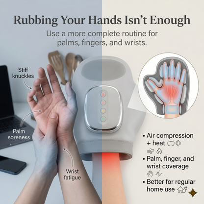 Aura Air Compression Hand Massager with Heat - Relief for Tired and Stiff Hands