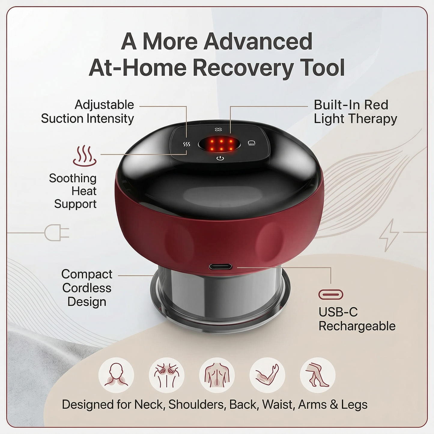 Aura CuppingGlow Pro Heated Red Light Cupping Massager Aura Beauty Devices