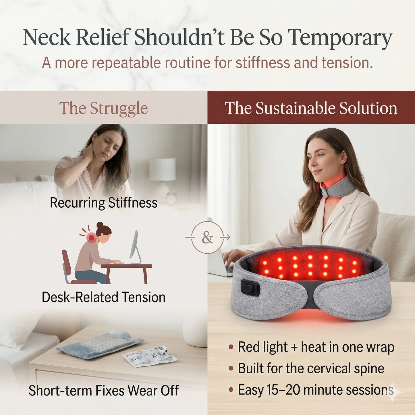 Aura NeckRelief Pro Heated Red Light Therapy Neck Wrap Aura Beauty Devices