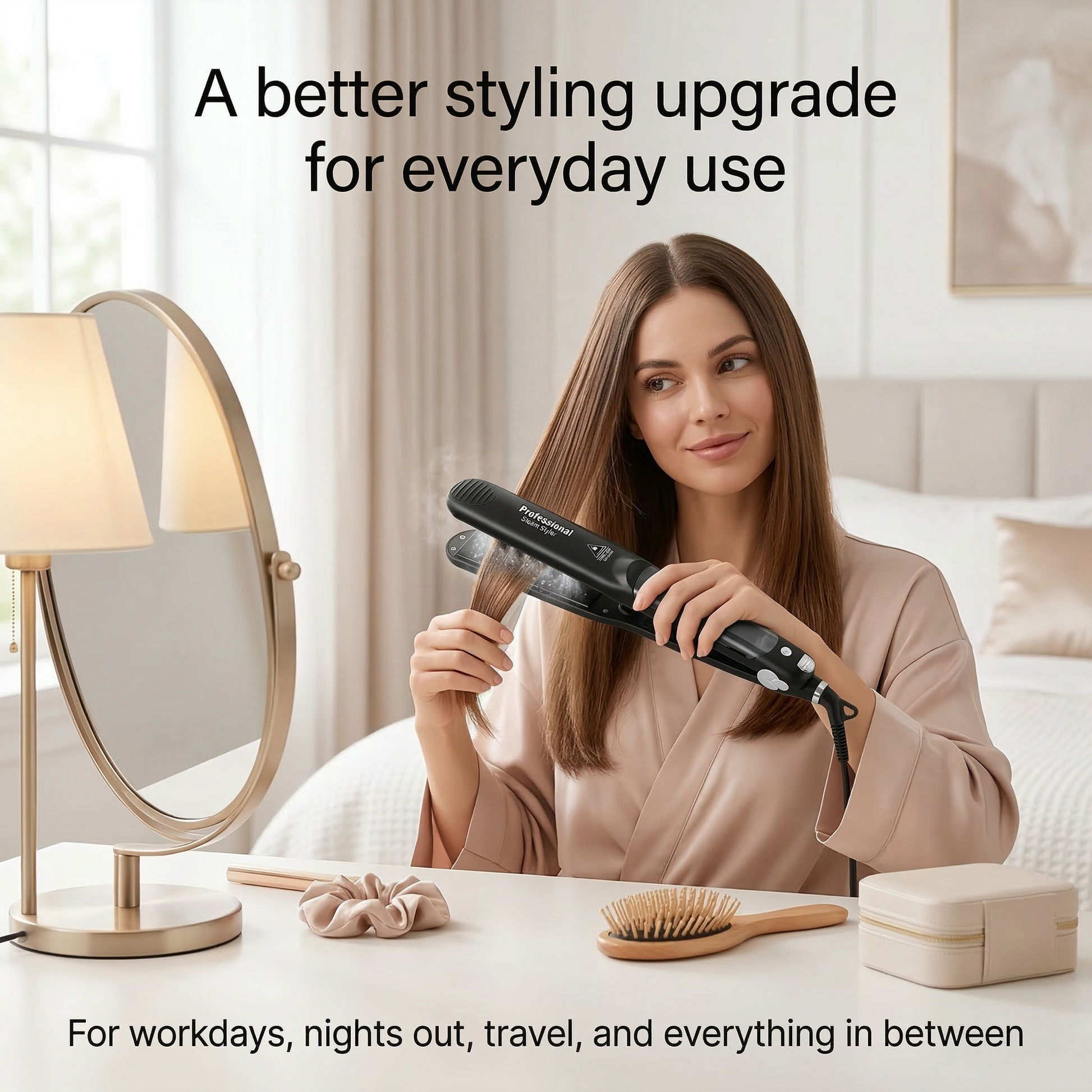 Aura SteamSilk Pro — Steam Hair Straightener for Smoother, Shinier, Less-Dry Styling Aura Beauty Devices