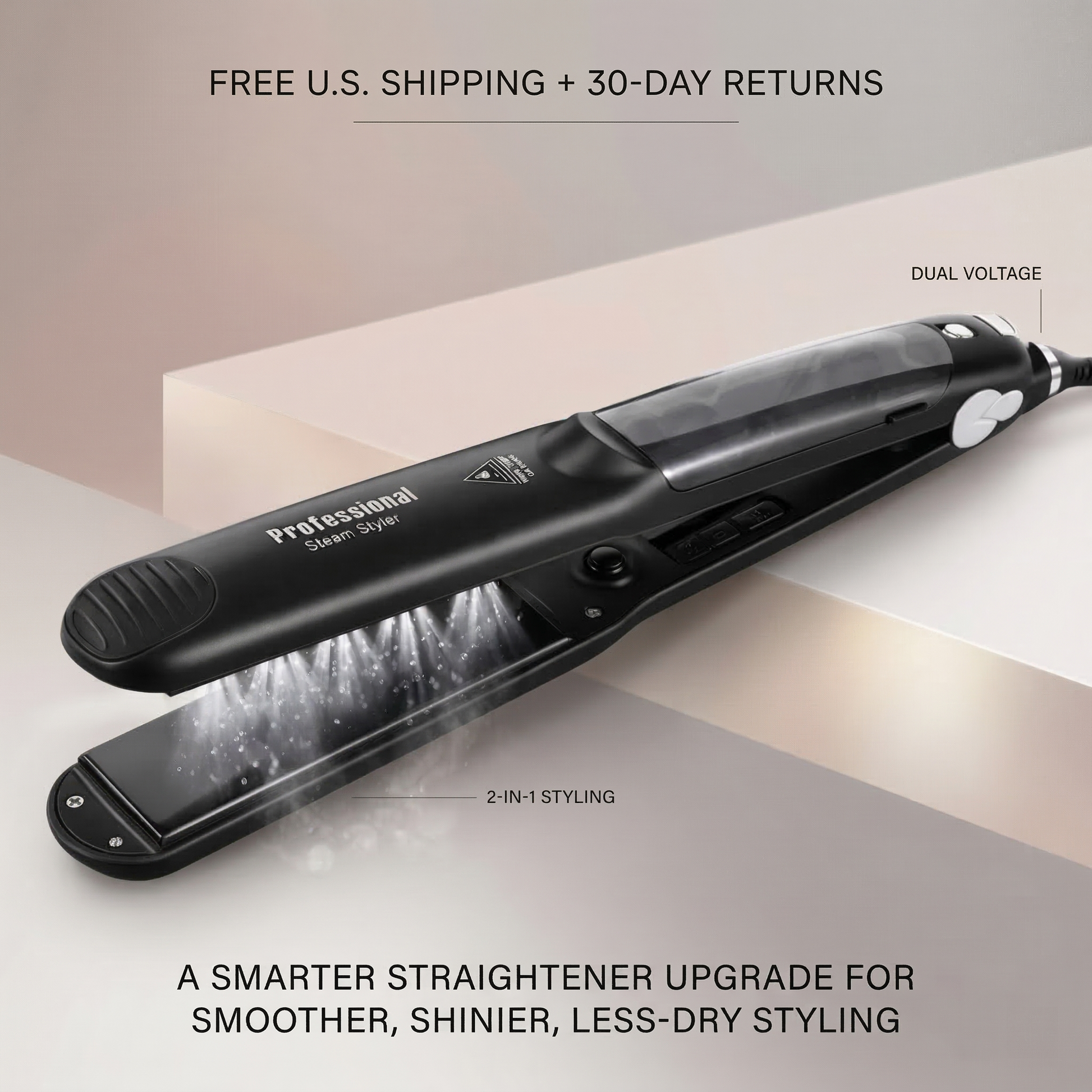 Aura SteamSilk Pro — Steam Hair Straightener for Smoother, Shinier, Less-Dry Styling Aura Beauty Devices