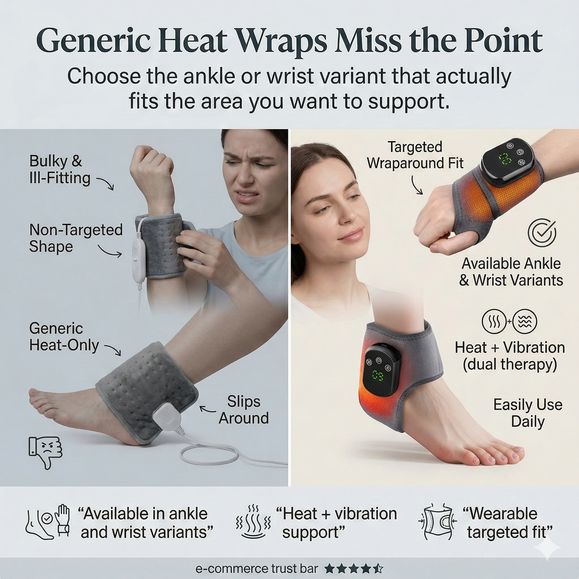 Aura HeatRelief Wrap Heated Ankle & Wrist Massager Aura Beauty Devices