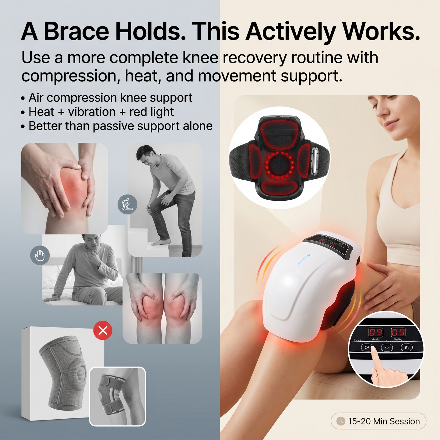 Aura Air Compression Knee Massager with Heat - Targeted Knee Pain and Joint Relief