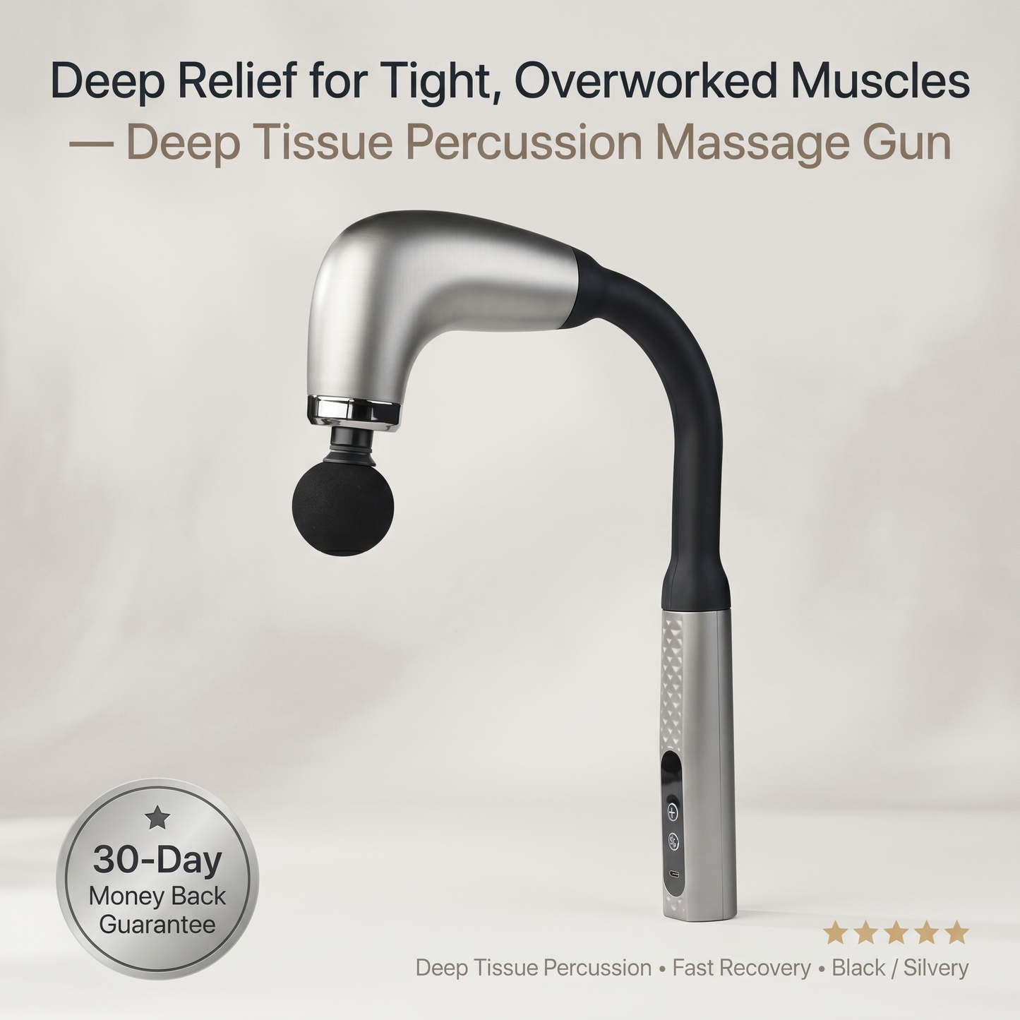 Aura Deep Tissue Percussion Massage Gun - High Power for Muscle Relief and Recovery