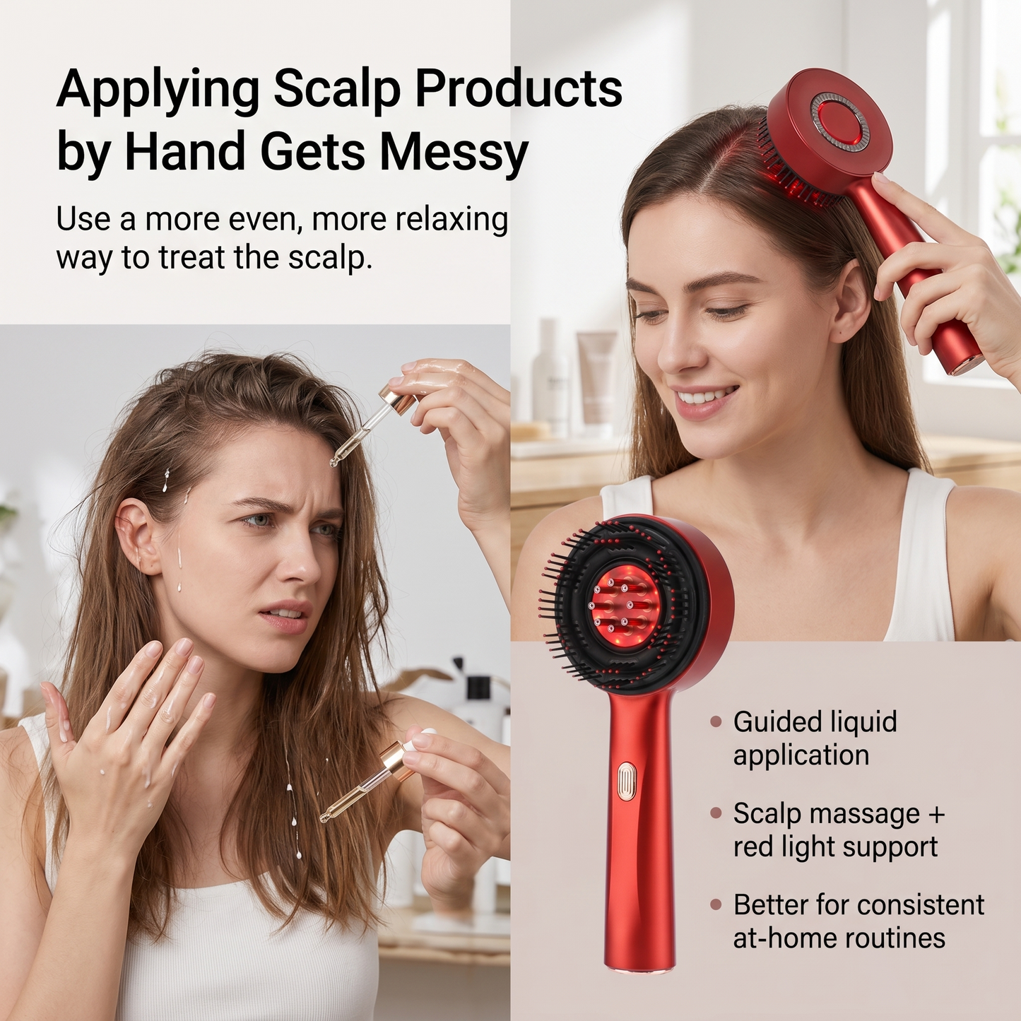 Aura Red Light Scalp Massage Comb - 630nm LED for Scalp Health and Hair Growth