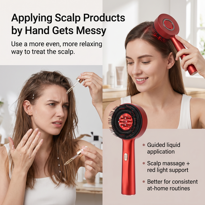 Aura Red Light Scalp Massage Comb - 630nm LED for Scalp Health and Hair Growth