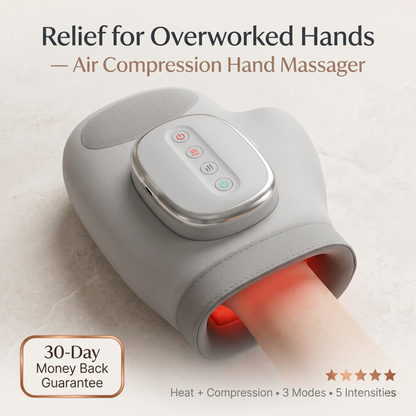 Aura Air Compression Hand Massager with Heat - Relief for Tired and Stiff Hands