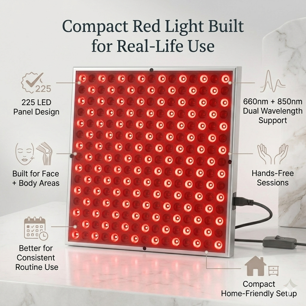 Aura Red Light Therapy Panel - 225 LED Desk Light 660nm 850nm for Face and Body
