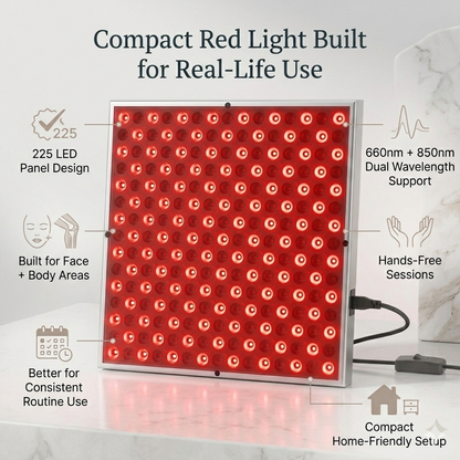 Aura Red Light Therapy Panel - 225 LED Desk Light 660nm 850nm for Face and Body